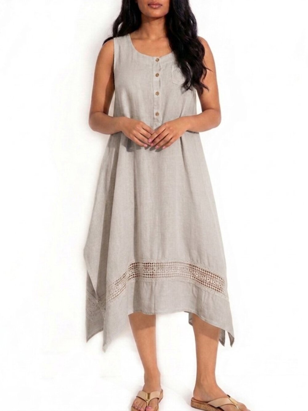d&b Explorer Luxury Valentino Linen Safari Midi Dress Natural S